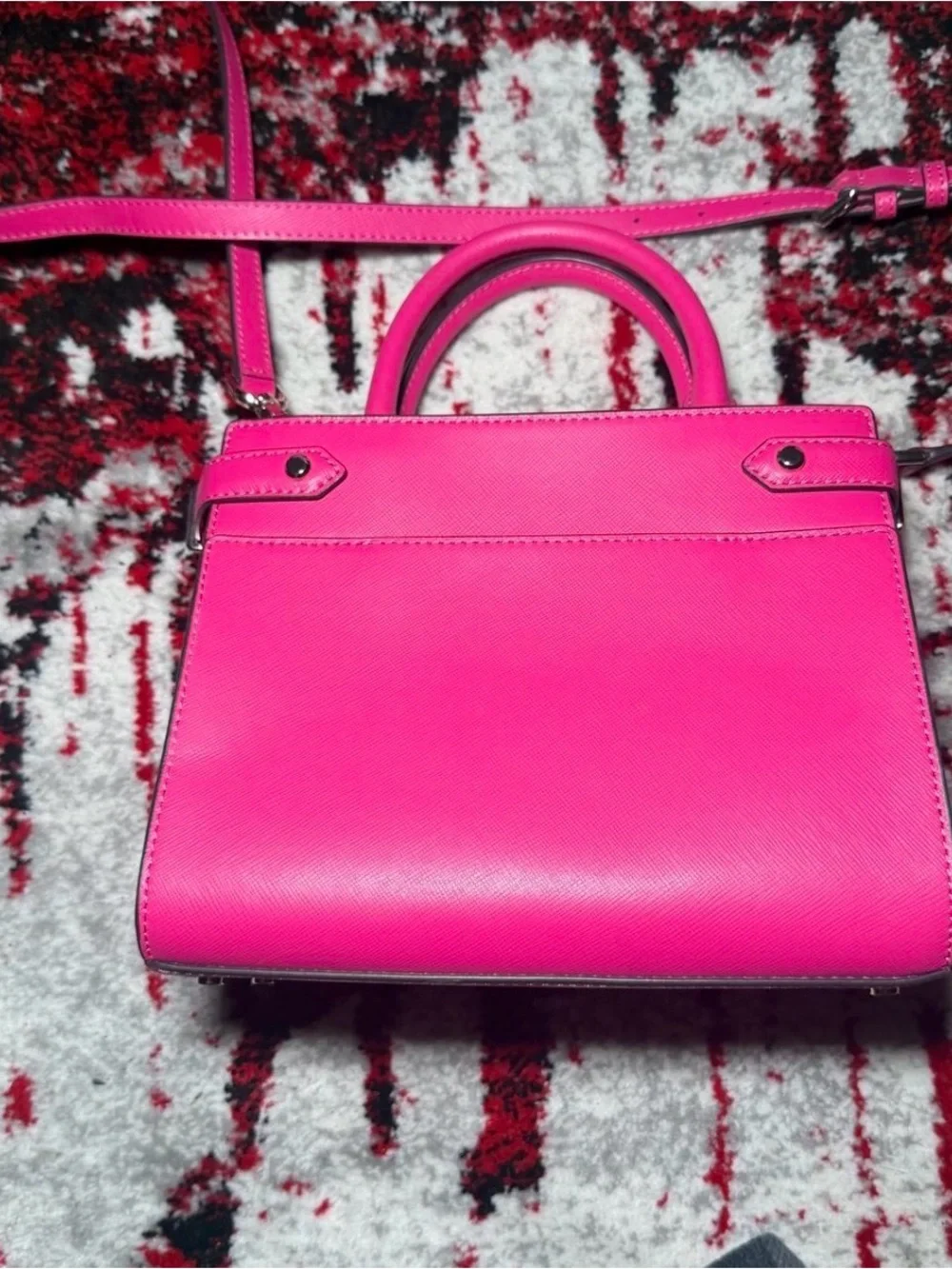 kate spade Hot Pink Leather Top-Handle Satchel with Crossbody Strap